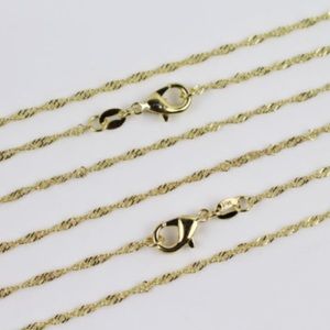 18K gold plated 2mm water wave necklace